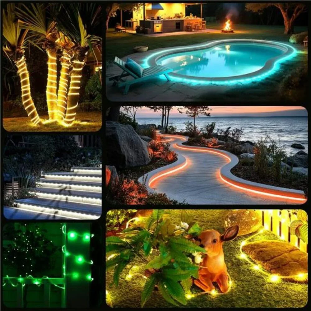 Waterproof color changing LED rope lights 33ft outdoor indoor string lights